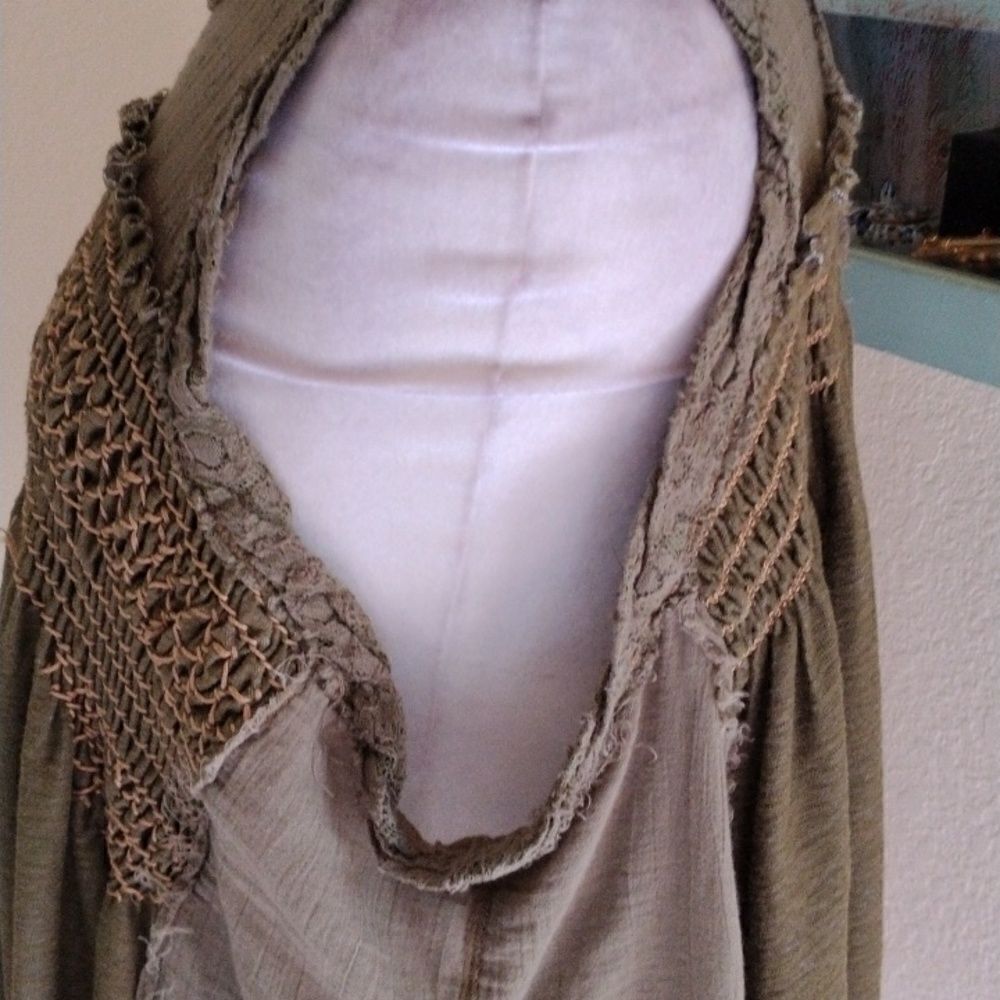 Free People Tribal Sage Green Top - Picture 5 of 11